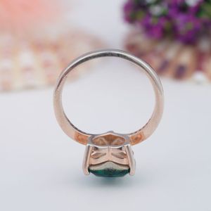 Beautiful Tourmaline Color <b>Stone</b> 925 Silver Trillion Cut Rose Gold Plated 14k Synthetic Gemstone Wedding Ring - Product Image 5