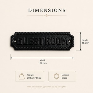 SHUBHAM - Placa de Latón Vintage para Puerta de Habitación, Duradera, Negra, con Nombre de Hotel, para Oficina, 156 mm - Product Image 3