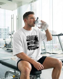 Heavy Weight 100% Cotton Oversized T-<b>Shirt</b> <b>Men</b> 220 Grams Shoulder Custom Printing Hip Hop Plus Size 100% Cotton Blank Boxy <b>Men's</b> - Product Image 5
