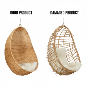Silla colgante de ratán estilo huevo con cojín para uso en interiores, exteriores, balcones, patios y jardines. - Product Image 2