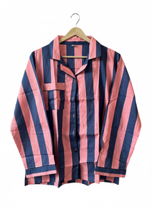 Conjunto de Pijama de Algodón para Mujer, Estampado Floral con Rayas Verticales, Primavera-Verano, Ropa de Estar por Casa, Camisa y Pantalones Elegantes de Secado Rápido y Largo Completo - Product Image 4