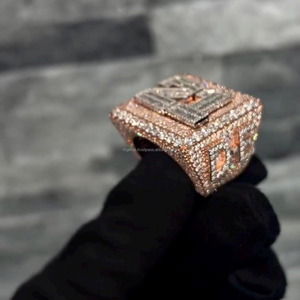 Venta caliente estilo rapero Iced Out Vvs Hiphop Champion Ring 925 Silver Iced Out Ring Real VVS Moissanite Diamond Ring para hombres - Product Image 4