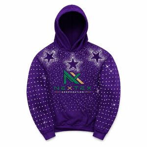 Sweat-shirt à capuche personnalisé avec imprimé étoile en strass pour homme, style Y2K, streetwear glamour, sweat-shirt scintillant - Product Image 5