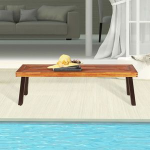 Panca da Pranzo in Legno di Acacia con Gambe in Acciaio, 1 Pezzo, Arredo da Esterno - Product Image 5