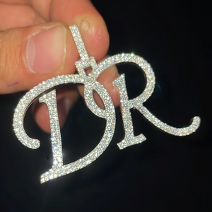 Luxury Moissanite Initial Letter Pendant Necklace Sparkling Iced Out Alphabet <b>Charm</b> <b>Silver</b> Hip Hop Jewelry Gift Unisex Style - Product Image 5