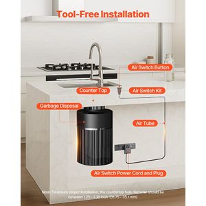 Kit Interruttore ad Aria da 3,5 Pollici in Acciaio Inossidabile Spazzolato Argento per Smaltimento Rifiuti Alimentari ON/OFF, per Installazione su Lavello - Product Image 4