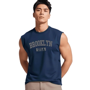 Camiseta sin mangas para hombre – Chaleco deportivo de mezcla de algodón premium, corte ajustado, para gimnasio, informal, para entrenamiento de verano - Product Image 1