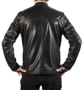 Veste en cuir de vache noire pour homme, 100% de haute qualité, confortable, respirante, chaude pour l'hiver, à manches longues, col montant, streetwear - Product Image 2