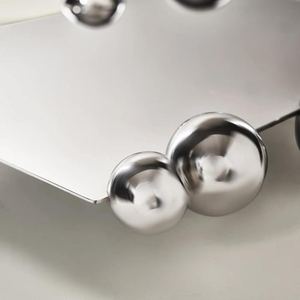 Wholesale Luxury <b>Silver</b> Rectangular <b>Tray</b> Bulk Hotel Serving Platter with Elegant Sphere Ornament Rim and <b>Mirror</b> Finish Polish - Product Image 6