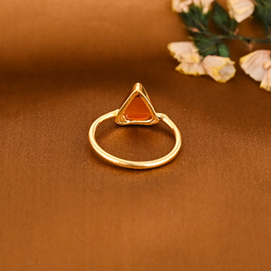แหวนทองเหลืองประดับพลอยคาร์เนเลียนธรรมชาติสำหรับผู้หญิง - Product Image 3