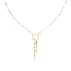 Elegant Geometric Circle Tassel Diamond <b>Necklace</b> 10k 14k 18k Rose Gold Luxury Statement Diamond Jewellery Collection - Product Image 2