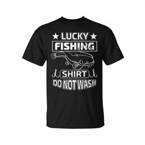 T-shirt de pêche Lucky Fishing, motif poisson-chat, manches courtes, col rond, unisexe, adulte, pour sports et jeux, impression sérigraphique - Product Image 2