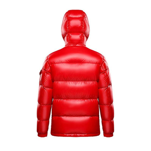Men's Dark <b>Purple</b> Down Puffer Jacket Stand Collar Zipper Closure Windproof Casual Winter Outerwear Regular Fit Solid Color - Product Image 2