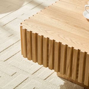 35.43 Inch Modern Handcrafted Square Drum <b>Coffee</b> <b>Table</b> Sturdy MDF Ped <b>Small</b> Wooden Design for Living Room - Product Image 6