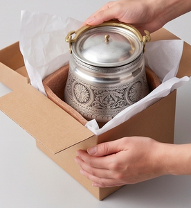Modern Oriental Engraved Metal Spice Container With Lid Round Design <b>For</b> <b>Storage</b> <b>Jar</b> <b>Kitchen</b> Use And Home Use - Product Image 5
