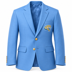 Chaqueta Blazer Personalizada de los Southern University Jaguars, Azul Columbia con Botones Dorados, Chaqueta de Traje Universitario Bordada, Venta al Por Mayor - Product Image 1