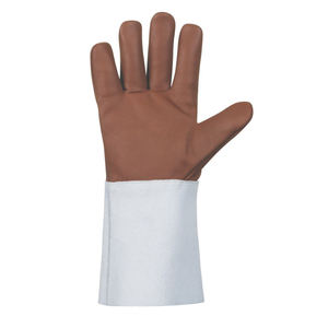 Guantes de soldadura de cuero de vaca de primera calidad con palma, pulgar, índice y anillo sin costuras, puño de seguridad antideslizante y resistente al calor - Product Image 6