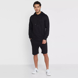 ชุดเสื้อฮู้ดและกางเกงขาสั้นผ้าฟลีซกันหนาวสำหรับผู้ชาย พิมพ์ลายด้วยความร้อน โพลีเอสเตอร์/คอตตอน รับทำโลโก้ตามสั่ง - Product Image 1