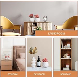 Piccole Piante Succulente Artificiali Rosa in Vaso di Ceramica Bianca, Decorazione per Interni, Giardino Femminile - Product Image 2