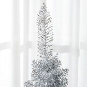 Albero di Natale Artificiale Sottile da 1,5 m con 294 Rami Realistici e Base in Plastica Argento, Decorazioni Natalizie - Product Image 6