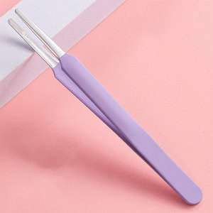 Pinzas Profesionales de Punta Redonda Seguras para Niños, Pinzas de Acero Inoxidable para Manualidades, Pinzas para Pestañas y Mascarillas, Color Morado Claro - Product Image 1