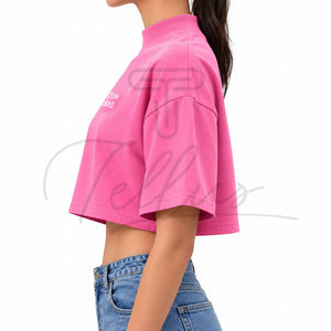 High Quality Women Crop T Shirts 100% Cotton Yoga Wear Slim Fit Crop <b>Top</b> Breathable Short Sleeve Crop <b>Top</b> T Shirts for Women - Product Image 4