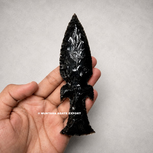 Sculpture de couteau en obsidienne noire, artisanale, forme libre, objet de collection, artisanat en pierres précieuses, qualité supérieure, 6 pouces - Product Image 5