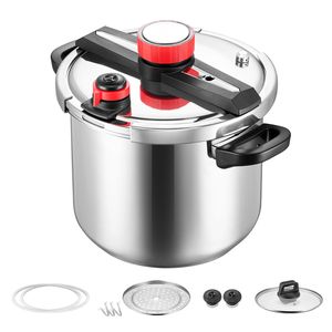 Autocuiseur en acier inoxydable de 12 litres avec couvercle en verre trempé et grille de cuisson vapeur, autocuiseur à triple pression par - Product Image 1