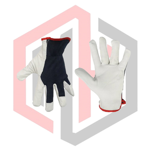 Guantes de Trabajo de Piel de Cabra Blancos y Negros, Flexibles, Transpirables, Resistentes a Desgarros, Resistentes al Desgaste, Aislantes del Calor, Antiestáticos - Product Image 4
