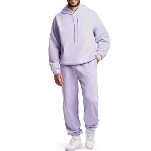Ensemble survêtement coupe-vent pour homme, personnalisé par le fabricant, de haute qualité, en molleton de coton respirant, coupe classique, imprimé uni, avec capuche - Product Image 1