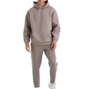Conjunto Deportivo Gris para Hombre, 100% Algodón, Color Sólido, Sudadera de Manga Larga y Pantalones Casuales, Transpirable, Corte Regular, Otoño - Product Image 6