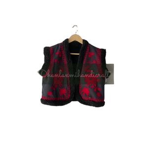 Veste d'hiver unisexe en tissu Suzani brodé de fleurs en coton avec gilet court et vêtements d'extérieur décontractés - Product Image 3