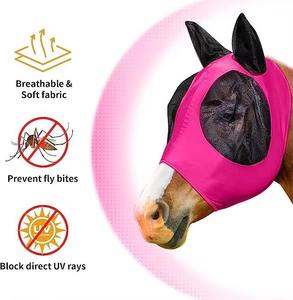 Full Face Fine <b>Mesh</b> Horse Fly Veil Extended Long Nose Fly Shield with Fabric Ears - Product Image 3