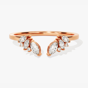 14K Solid Gold Rhodium <b>Open</b> Leaf Cluster Lab Grown Diamond Engagement Wedding Gift <b>Ring</b> 0.32 Ct Pear Cut Luxury IGI Certified - Product Image 3