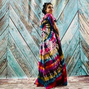 Magnifique Nouvelle Robe Kimono d'Été pour Femme Coupe Classique Style Vacances Bohème Chic Tendance Tie-Dye Bandeau 1 - Product Image 5