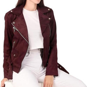 Veste en cuir de mouton respirante de haute qualité pour femmes avec fermeture éclair rembourrée en coton, vêtements d'extérieur décontractés OEM - Product Image 4