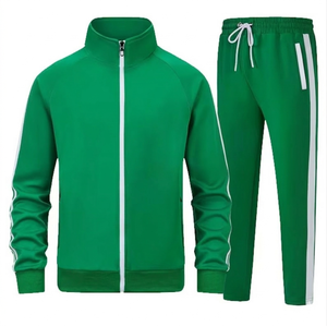 Chándal personalizado al por mayor para hombre, conjunto de dos piezas, ropa deportiva, chaqueta y pantalones con rayas laterales, ropa de gimnasio para entrenamiento y fitness - Product Image 1