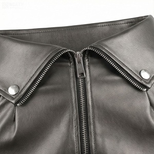Jupe crayon mini en similicuir taille haute pour femme avec fermeture éclair, style motard, couleur unie, toutes saisons - Product Image 6