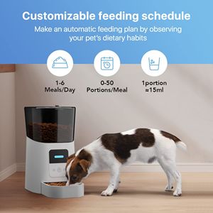 Distributeur automatique de nourriture pour chat de capacité 6L Minuterie programmable Enregistreur vocal Application de connectivité Wifi. Bols pour animaux de compagnie Mangeoires pour aliments secs - Product Image 3