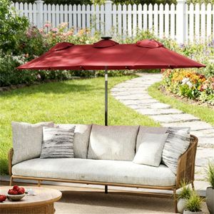Parasol de terrasse solaire rouge bordeaux pour cour extérieure - Product Image 1