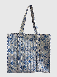 Sac fourre-tout en coton à motif de coquillages bleus avec broderie, style bohème, ouverture supérieure, sac de shopping pour femmes, utilisation toutes saisons - Product Image 5