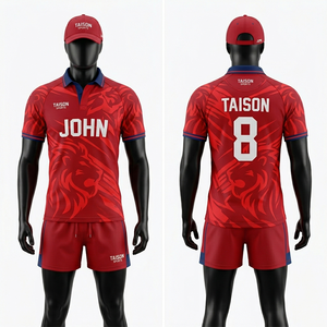 Uniforme de Rugby Premium para Hombre, 180 GSM, Poliéster, Diseño León Rojo, Tela Transpirable, Impresión por Sublimación, Personalizable con Nombre y Número, Estilo Panel - Product Image 1