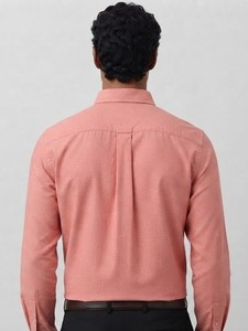 Men's Coral Solid Cotton Dress Shirt Full Sleeve Turn-<b>down</b> Collar Smart Casual Spring Wear - Product Image 3