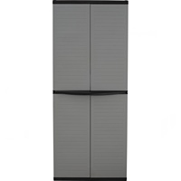 Armario Moderno de Plástico para Dormitorio, Ahorra Espacio, con Puertas Corredizas, Marco Negro, Muebles para el Hogar en Gris