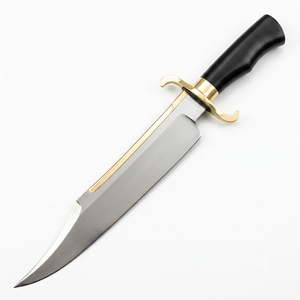 Couteau Bowie à pointe clip, fait main, DIY, OEM/ODM, lame en acier D2, manche en bois avec étui en cuir, couteau d'extérieur - Product Image 1