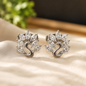 Luxury Moissanite Plated White Gold Stud <b>Earrings</b> Marquise Shape Diamond <b>Earrings</b> Elegant Jewelry for Women Engagement Gift - Product Image 1