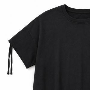 Camiseta Corta Premium de Cuello Redondo para Mujer con Lazos Ajustables en las Mangas, de Algodón Suave, Estilo Casual, Diseño Personalizado OEM/ODM - Product Image 4