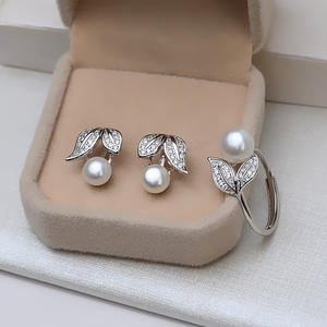 Bague double feuille en argent S925 pour femme, réglable, accessoire DIY, design de bague ouverte personnalisée, tendance, 1255, clou d'oreille - Product Image 2