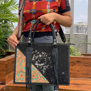 2025 nueva tendencia Tooled cuero de vaca genuino bolsos de hombro para mujer de gran capacidad diseñador bandolera - Product Image 4