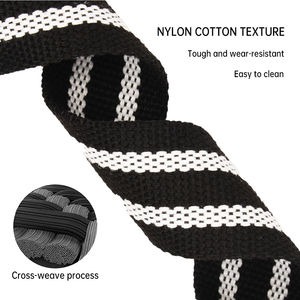 สายรัดยกน้ำหนักสำหรับการฝึกซ้อมเพาะกายแบบมืออาชีพ สีดำขาว บุด้วยผ้าฝ้าย ปรับได้ ระบายอากาศได้ดี น้ำหนักเบา สำหรับยกน้ำหนัก - Product Image 3